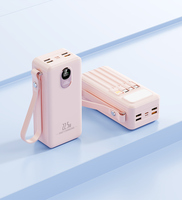 Batterie externe portable personnalisée de haute qualité 30000mAh, haute capacité, charge rapide 22.5W, câbles intégrés, écran LED, lampe de camping