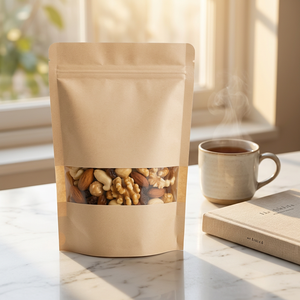 Sachets Doypack Personnalisés Imprimés en Gros, Biodégradables, Qualité Alimentaire, Refermables avec Fermeture Éclair, en Papier Kraft pour Noix, Chips et Snacks - Product Image 3