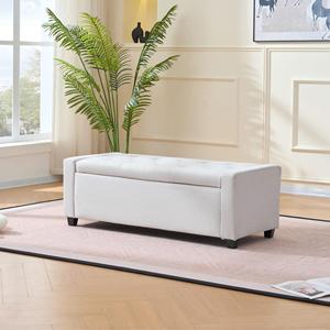 Panca contenitore da camera da letto 48 pollici, pouf imbottito in finto lino con braccioli per camera da letto, soggiorno, ingresso - Product Image 4
