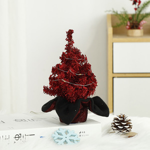 Mini sapin de Noël artificiel de bureau au design créatif, décoration de fête avec décorations de Noël à LED - Product Image 3