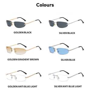 Lunettes de soleil ovales sans monture en alliage rétro Y2K avec logo personnalisé, protection UV400, petite monture, pour hommes et femmes, collection 2025 - Product Image 6
