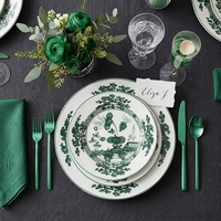 Service de table en céramique personnalisé style Chinoiserie à motifs floraux, assiettes en porcelaine vintage avec décor doré, vaisselle de table pour mariage et coffret cadeau