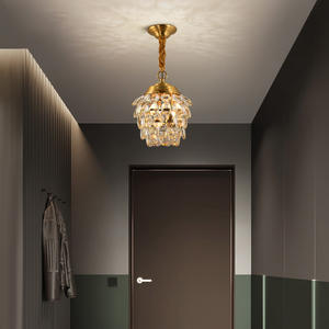 โคมไฟ LED สไตล์มินิมอลทันสมัยทำจากทองแดงทั้งหมด โคมไฟระย้าคริสตัลรูปวงรีสุดหรู สำหรับทางเข้าห้องน้ำ ห้องรับประทานอาหาร - Product Image 6