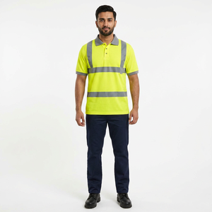 เสื้อโปโลสะท้อนแสงสีส้มแขนยาว เสื้อโปโลนิรภัยทนไฟสำหรับงานก่อสร้าง - Product Image 1