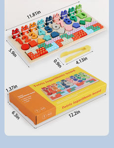 Đồ chơi bảng ghép hình Tetris bằng gỗ - Trò chơi nhận biết số/hình dạng/động vật đa chức năng dành cho trẻ em, Công cụ giáo dục sớm cho kỹ năng vận động - Product Image 4