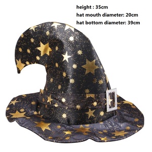 Venta al por mayor promocional decoración <span class=keywords><strong>de</strong></span> fiesta niños adultos <span class=keywords><strong>bruja</strong></span> negra mago terciopelo disfraz gorras Cosplay Halloween sombreros - Product Image 6