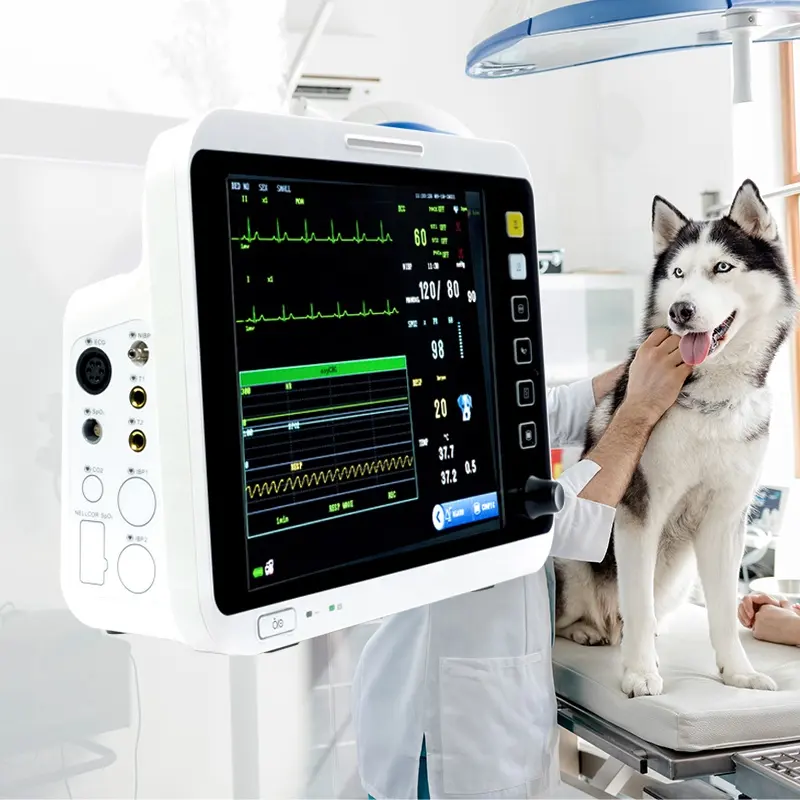 Monitor multiparámetros de signos vitales OEM ODM, alta calidad, con capnográfico de Co2, función de temperatura NIBP, clínica veterinaria