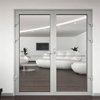Porte intérieure en aluminium à ouverture plate pour toilettes et cuisine, avec persienne de ventilation et serrure de confidentialité