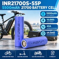 Batterie lithium-ion haute capacité INR21700S-55P 5500mAh 3.6V 21700, décharge continue 40A pour pack de batterie de vélo électrique