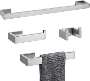 Toallero negro Gancho para bata Soporte de papel higiénico Acero inoxidable 4 piezas Juego de accesorios de baño - Product Image 2