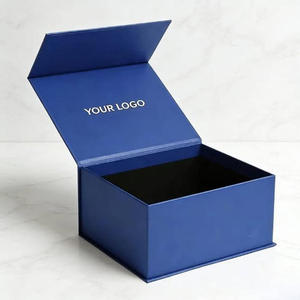 Blue Rigid <b>Square</b> Gift Box With Hot Stamping Logo For Jewelry Watch Eyewear - Product Image 1