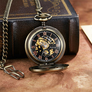 <span class=keywords><strong>Montre</strong></span> <span class=keywords><strong>de</strong></span> poche mécanique <span class=keywords><strong>de</strong></span> luxe antique dorée pour hommes et femmes, pendentif collier, design unique creux, crâne double face - Product Image 2