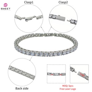 Pulsera de tenis de acero inoxidable para hombre y mujer, estilo hip hop, hecha a mano, geométrica, con circonitas, tipo Miami Cuban Link, en tamaños de 3mm, 4mm y 5mm - Product Image 3