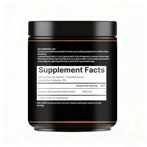 Creatina Monohidrato en Polvo OEM/Marca Privada |   Micronizado, 5g (5000mg) por porción |   Sin sabor |   500g (100 Porciones) - Product Image 2