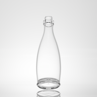 Botol Kaca Bulat Bening Berkualitas Tinggi 500ml 750ml untuk Minuman Jus Cetak Kustom Kaca Ringan