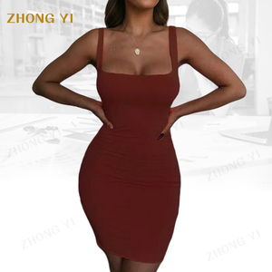 Usine en gros personnalisé femmes été mode dos nu Sexy Wrap néon sans manches Jurk Dames Club fête moulante Mini robe - Product Image 4