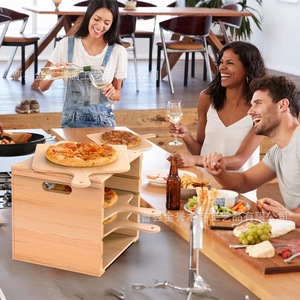 Wooden Pizza Tray With Storage <b>Rack</b> 3 Tier For Home Kitchen Use - Product Image 4