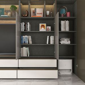 Meuble TV en bois LED multifonctionnel innovant, mobilier de maison, salon contemporain, étagères réglables, gestion des câbles - Product Image 5