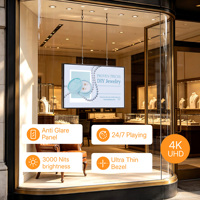 Pantalla LCD Antideslumbrante de 3000 Nits para Escaparates Comerciales, Pantalla Publicitaria Semi Exterior con Diseño Modular y CMS
