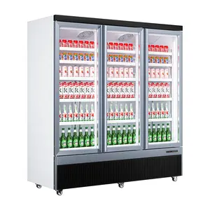 超市用饮料冷却器喷漆钢柱冰箱柜台深度黑色