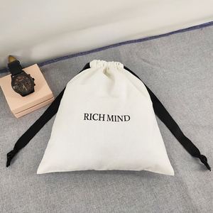 Bolsa de Lona Personalizada con Cordón de Algodón para Joyería y Relojes, Bolsa de Calicó con Cordón y Logotipo Impreso - Product Image 2
