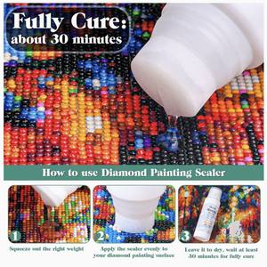 Sellador de pintura de diamantes WBG de curado rápido 120ml, pegamento 5D para pintura de diamantes con cabezal de esponja, conservador DIY - Product Image 3