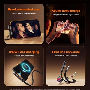 Câble USB tressé en métal TKT 240W Type-C avec conception pliable pour ordinateur et téléphones mobiles, charge rapide PD3.0 et <span class=keywords><strong>transfert</strong></span> de données - Product Image 3