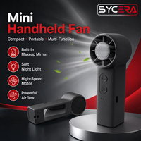 Mini ventilateur portatif haute vitesse avec miroir intégré et lumière LED nocturne, ventilateur de refroidissement USB portable léger pour les voyages, le maquillage et le bureau
