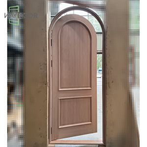 Moderne Haus-Innentür im französischen Stil aus massivem Eichen- und Mahagoniholz mit Oberflächenveredelung, 2-Flügelige Bogenförmige Kiefernholz-Innentür - Product Image 2