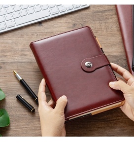 Agenda organisateur personnalisé pas cher, Carnet Affaires A5 bleu en cuir à couverture rigide de qualité supérieure - Product Image 2