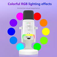 Micrófono Dinámico YU8 para Juegos, Grabación y Transmisión en Vivo, Iluminación RGB Colorida, Conexión XLR y Micro USB, Plug and Play, Equipo para Podcast