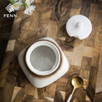 FENN Seasonings – Pot à épices en céramique de luxe style Japandi pour sel, sucre, poivre – Boîte de rangement de cuisine pour la maison, la table et le camping