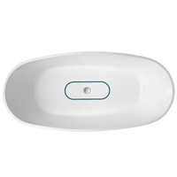 Baignoire Balnéo Autoportante Moderne en Acrylique Écologique Portable avec Vidange, Design Ovale Blanc pour Bain Profond dans les Appartements