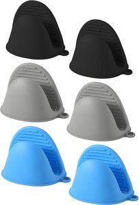 Mini-gants de four en silicone résistants à la chaleur, protège-doigts de cuisine, pinces de préhension, support de casserole avec grille de four - Product Image 6