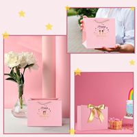 Bolsa de Regalo Rosa para Fiesta de Quinceañera, Diseño de Corona y Estrellas con Superficie Dorada, Asas de Cuerda, Cinta, Recuerdos para Niñas