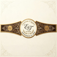 Pegatinas Personalizadas para Anillos de Cigarros, Papel Adhesivo con Lámina Dorada, Resistentes al Agua, Impresión por Estampado en Caliente, Logotipo Personalizado para Bodas y Cumpleaños