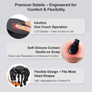 เครื่องนวดศีรษะไฟฟ้ารูปปลาหมึก บรรเทาความเครียด นวดหนังศีรษะ 360 องศา ไร้สาย พร้อมหัวนวดซิลิโคน 20 แฉก - Product Image 5