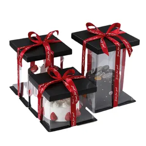Venta al por mayor caja de pastel de 10 a 14-Caja de pastel transparente personalizada de 6, 8, 10, 12 y 14 pulgadas, venta al por mayor