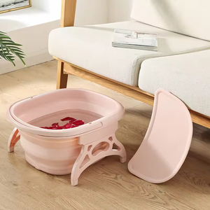 Bassin pliable multifonctionnel portable pour bain de pieds domestique avec couvercle isolant épaissi – Seau de lavage des pieds en plastique - Product Image 2