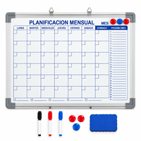 Papan Perencanaan Bulanan Magnetik, Papan Tulis Dinding, Kalender Hapus Kering dengan Bingkai Aluminium dan Aksesoris