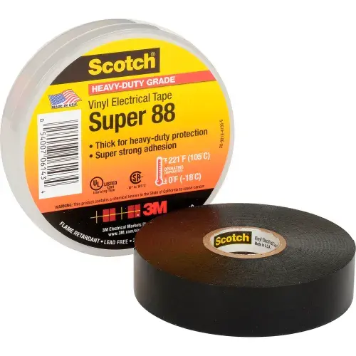 슈퍼 88 전기 테이프 블랙 테이프는 스플라이스 및 케이블에 대한 보호 재킷 및 전기 절연을 제공합니다