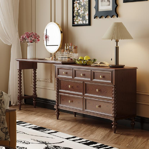 Table de toilette moderne en bois massif européen avec <span class=keywords><strong>miroir</strong></span> éclairé, écologique, durable, couleur personnalisable pour la chambre à coucher - Product Image 1