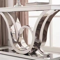 Table console moderne élégante de luxe en marbre argenté Mobilier de salon contemporain en bois pour hôtels et villas Tables d'appoint