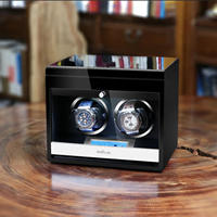 Boîte de rangement automatique noire pour deux montres, présentoir pour chambre et bureau