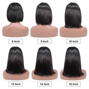 Parrucca Bob Corta con Frontale in Pizzo 13x4, <span class=keywords><strong>Capelli</strong></span> Remy Brasiliani Lisci, Colore Naturale, Trasparente, Densità 200%, Fornitore di <span class=keywords><strong>Capelli</strong></span> Umani - Product Image 3