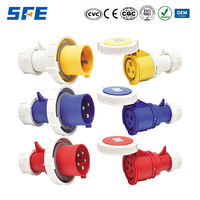 Connecteur mâle et femelle industriel électrique SFE 6h IP44 en laiton massif et nylon bleu 16A 32A 63A 220V-240V 3p/4p/5p CEE
