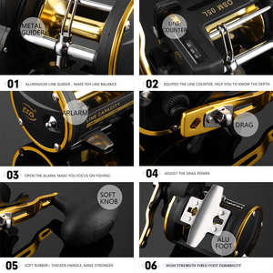 <span class=keywords><strong>Moulinet</strong></span> de compteur de ligne de mer de bateau de roue de tambour à droite avec compteur de ligne intégré <span class=keywords><strong>Moulinet</strong></span> de pêche à la traîne de poisson-chat - Product Image 6