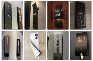 Elektronische houten slimme hotelwandkamerdeur LED-nummerborden DND MUR gastenservice deurplaatjes met deurbel - Product Image 2