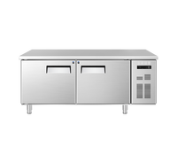 Kulkas Workbench Stainless Steel Komersial, Freezer Undercounter untuk Dapur Chef Base