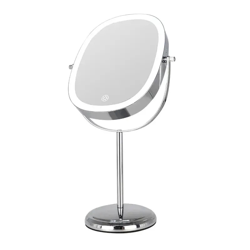 360 Degree Rotation Table Desktop Led Touch Switch standing mirror with led light makeup led mirror round